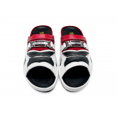 Men Sandals SKF-25 White-Black Nappa-Red Suede-Red Nappa